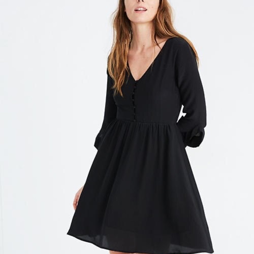 Madewell Silk Moonblossom Ruffle-Sleeve Dress